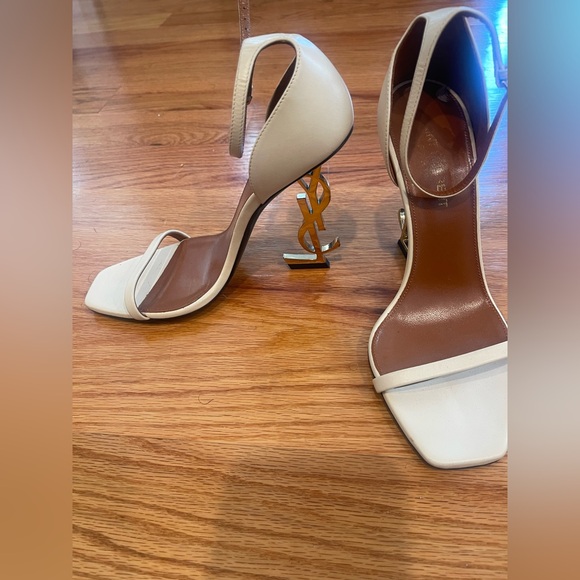 Saint Laurent Cream Ankle Strap Heels - Picture 3 of 7